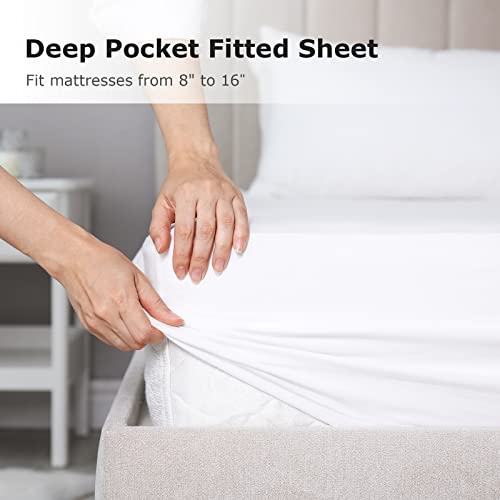 Akk Queen Sheet Set - Soft Hotel Luxury Queen Bed Sheets - Ultra Brushed Microfiber - Deep Pocket - Cooling Sheets For Queen Size Bed - 4 Piece (White) #TOP3