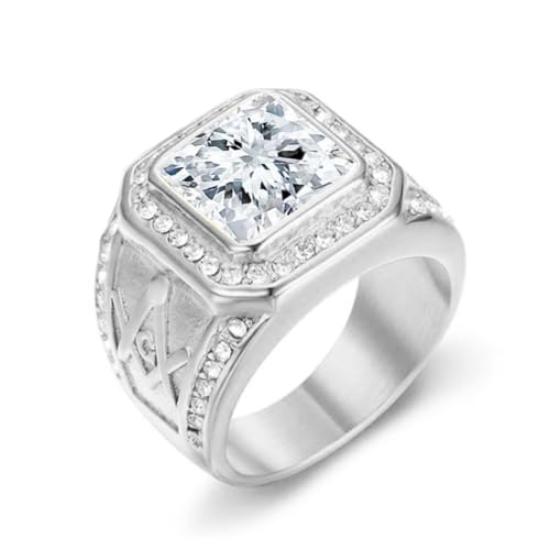 925 Sterling Silver Masonic Gemstone Ring for Men, Customize 1-4 Carat Square Gemstone Freemason Signet Band Men's Masonic Master Rings Fine Jewelry Gifts for Him4