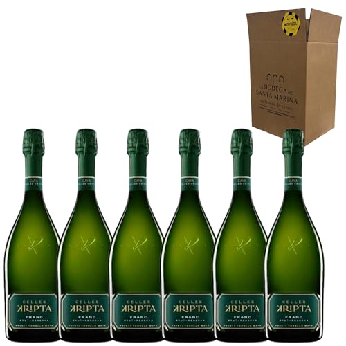 Cava Celler Kripta Franc Brut Reserva - Agustí Torelló Mata - Cava Premium, Método Tradicional, 12.5% Vol. Alcohol, Varietal de Macabeo, Xarel·lo, Parellada - Pack 6 Botellas