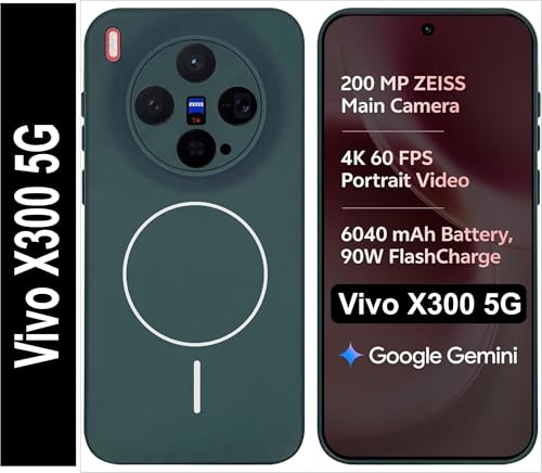 Image of Silicone Back Cover Case for Vivo X300 5G | Soft Micro-Fibre Lining Inside | Magsafe Print On Back Side Camera Protection Bump | Shockproof Back Cover Case for Vivo X300 5G (Green)