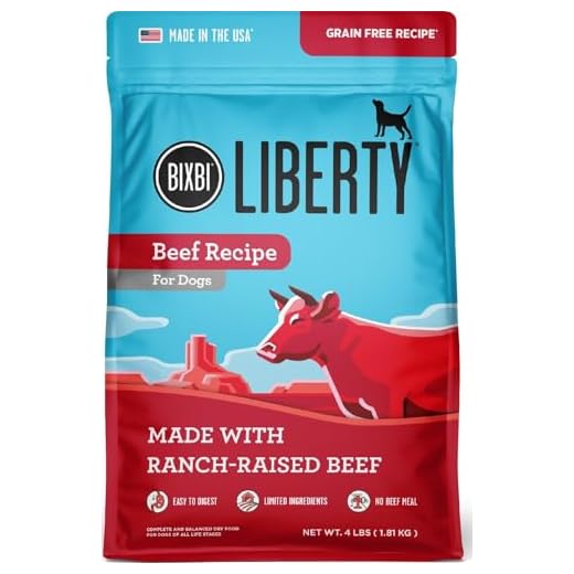BIXBI Liberty Grain-Free Dry Dog Food, Beef Recipe – Fresh Meat, High Protein, No Meat Meals – USA Made, 4 lbs