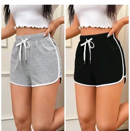 Image of TUSI Women's Cotton Shorts | Boxer Half Pant with Sporty Stripe | Elastic Waist | Hypoallergenic Breathable Fabric | Sweat Absorbent Material | Gym Exercise Yoga Lounge Run Wear
