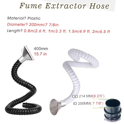 Brazo extractor de humos con capucha, manguera flexible de recogida de polvo de 1 m para soldadura y carpintería, tubo de ventilación resistente al calor con válvula de control, ideal para varios
