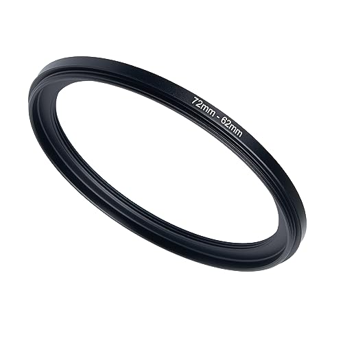 GZNLY 72mmから62mmステップアップアダプターリングフィルターアダプターブラックメタルステップダウンフィルターリングアダプター全ブランドUVCPL NDカメラレンズフィルターステッピングリング(72mm-62mm)