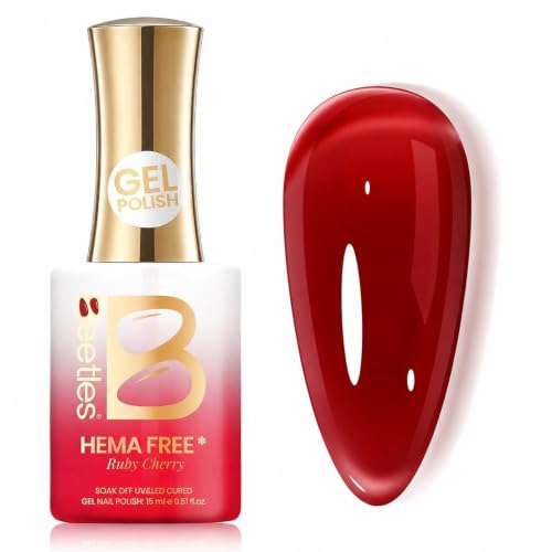 Beetles Ruby Cherry Jelly Red Gel Nail Polish, 15ML Full Size Neutral Sheer | Translucent Gel Nail Polish Soak Off UV LED French Nail Art Salon DIY Manicure Gift for Women