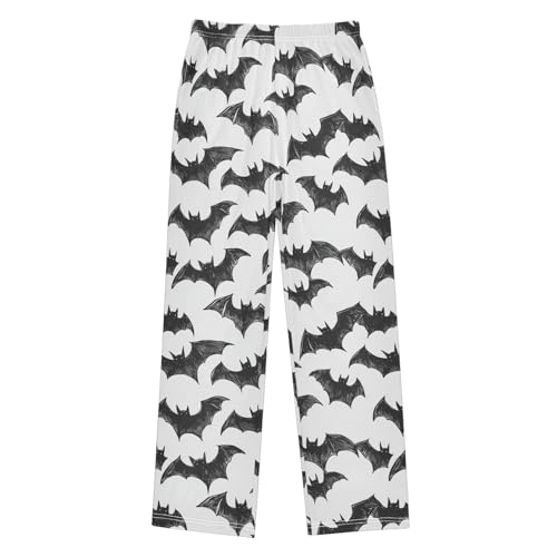 Boys' Pants Black Brush Doodle Bats Long Bottoms Jogger Pants Elastic Waist Trousers with Pockets S-XL
