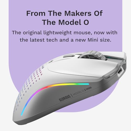 Image of GLORIOUS Model O 2 Mini Wireless Gaming Mouse: Superlight 57g, up to 210hr Battery, Dual Wireless 2.4GHz and Bluetooth 5.2, 26K Optical Sensor, 80M Clicks, 6 Programmable Buttons, FPS Mouse, White
