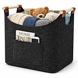 Domus Prime Borsa Portalegna per Camino Pieghevole e salvaspazio Porta Legna per Interni, Cesto in Legno, Può contenere Giornali Vestiti Giocattoli Accessori Camino Dark Grey