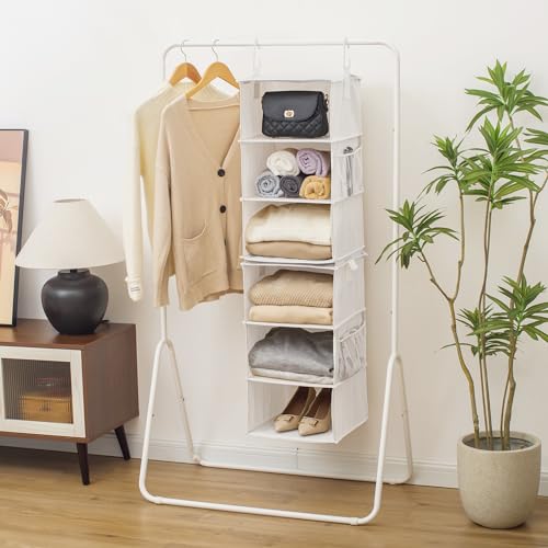 StorageWorks 6-Shelf Closet Organizers, Two 3-Shelf Separable Hanging Shelves for Closet, 12" D x 12" W x 48 ¼"H, Mixing of Beige, White & Ivory by StorageWorks - Image 5