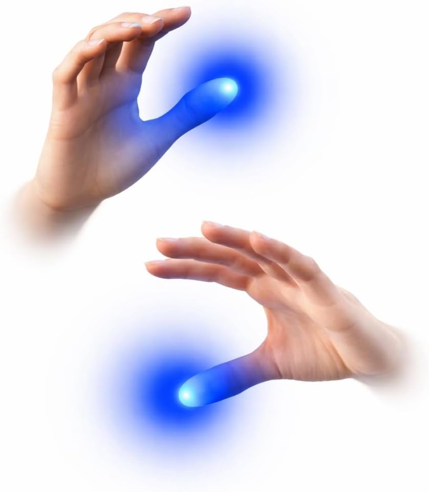 MilesMagic Set of 2 Magic Light Up Thumb Tip | Lights from Everywhere | Easy to Do Flash Lights from Anywhere Close Up Routines Finger Illusion Magic Trick (Blue)