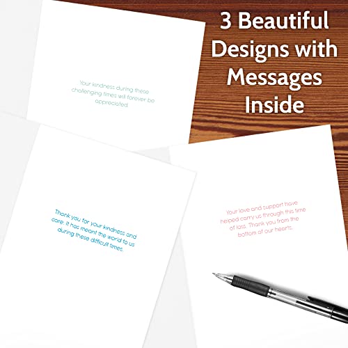 24 Funeral Thank You Cards With Message Inside - 4.5 X 6.25” Rustic Nature Scenes Flowers, Trees, Mountains - Bulk Sympathy Thank You Cards With Words Inside - Bereavement Thank You Notes With Envelopes #TOP3