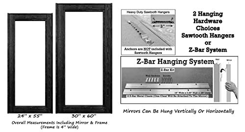 Herringbone Floor Mirror Full Length Decorative Rustic Wood Frame: Shown In Weathered Oak - Available In 20 Colors, Full Length Mirror, Leaning Mirror, Large Rectangle Mirror #TOP6