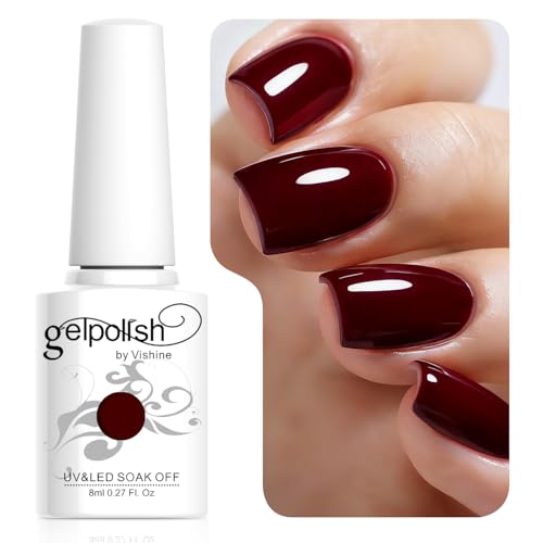 Vishine Smalto Semipermente per Unghie in Gel UV LED Smalti per Unghie Colori per Soak Off Manicure e Pedicure 8ml 1pzs - Wine Red #1418