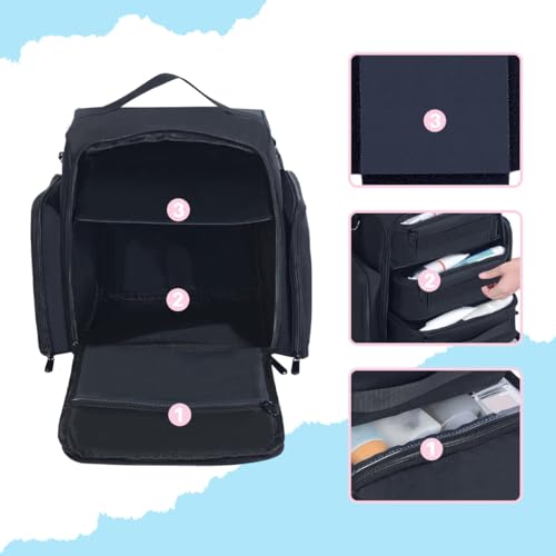 Large Makeup Bag Cosmetic Case Organizer with 3 Inner Removable Pouches Multifunctional Travel Train Storage,Black3