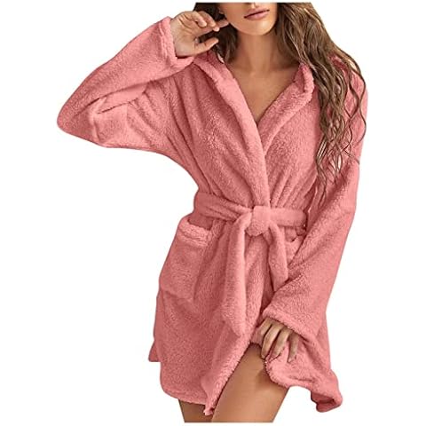 Womens Dressing Gowns Short Bathrobes: Bath Robes for Women Fleece Fluffy Housecoat Cover
