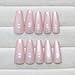 Foccna Press on Nails Long Pink Fake Nails Coffin Bling Glossy False Nail Tips Artificial Nails Finger Manicure for Women and Girls-24pcs