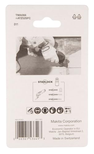 Makita B-64995 Starlock HCS Schaber 52 mm flexibel TMA066 Multi Material, für Mörtel, Leim, Teppichreste, Silikonfugen, für Multitool, Multifunktionswerkzeug, 1 Stück