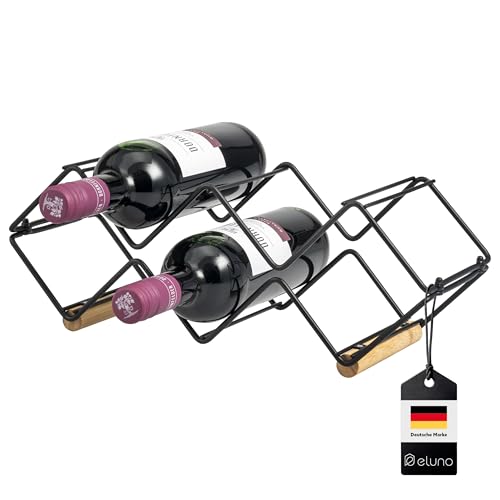 eluno Weinregal für 5 Flaschen, aus Metall und Bambus, stapelbar (ca. 39 x 14,5 x 15 (B/H/T), 1, Stück)