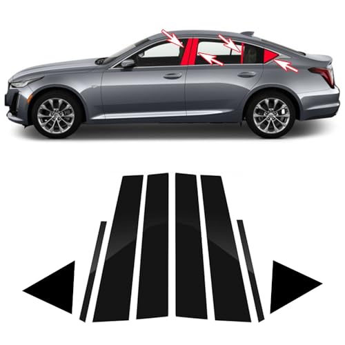 8pcs Black for Cadillac CT5(2020-2023) Car Window Center Pillar Stickers Car Window Trim Protect The Center Pillar Prevent Scratches Tuning Accessories