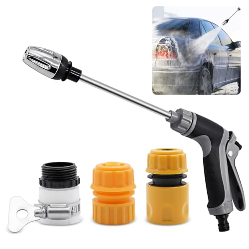 LONTOM Garden Hose Spray Gun, Hose Pipe Spray Gun with Universal Connectors, High Pressure Hose Attachment, Garden Hose Nozzles, Adjustable Water Gun for Plants Watering, Pets Shower, Car Washing