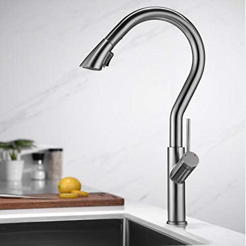 Rubinetti, rubinetto da cucina cromato/nero/nichel Girevole estraibile Rubinetto da cucina Rubinetto monoforo girevole Rubinetto per lavabo Miscelatore acqua Miscelatore Rubinetto/nichel Comfortable