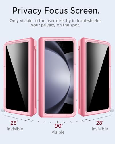 Funda Z Fold 5 antiespía con protector de pantalla de privacidad y soporte rosa 2