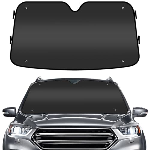 GENANY Black Windshield Sun Shade for Car SUV Truck (55x30 Inches), Sun Shade Windshield, Shades for Front Windows, Sunshade for Car Windshield, Protector Blocks UV