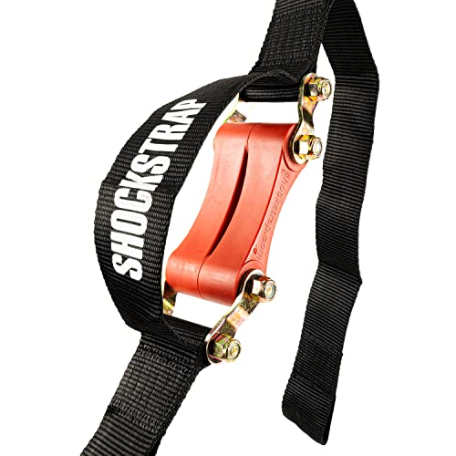 9' X 2" Shockstrap (2 Pk), Ratchet Tie-Down Strap With Built-In Shock Absorbing Bungees, 2" Wide Black Polyester, Over-Sized Double Wire Hooks, 6000Lb Break Strength, Safety Strap, Axle Strap, Softtie #TOP1