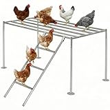 Quictent Metal Chicken Perch for Chicken Coop, All-Metal Heavy Duty Roosting Bar for Walk-in Run, Poultry Climbing Ladder Activity Gym Toy (Freestanding Platform)