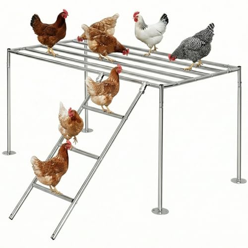 Quictent Metal Chicken Perch for Chicken Coop, All-Metal Heavy Duty Roosting Bar for Walk-in Run, Poultry Climbing Ladder Activity Gym Toy (Freestandi