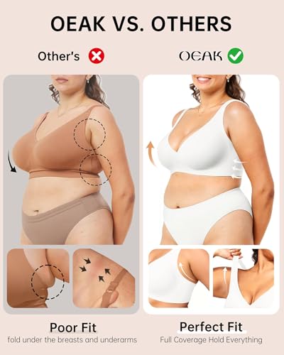 Image of OEAK Womens Deep V Bras Wireless Comfortable Bra Supportive No Underwire Bras Tshirt Push Up Bralettes Plunge Seamless Bra