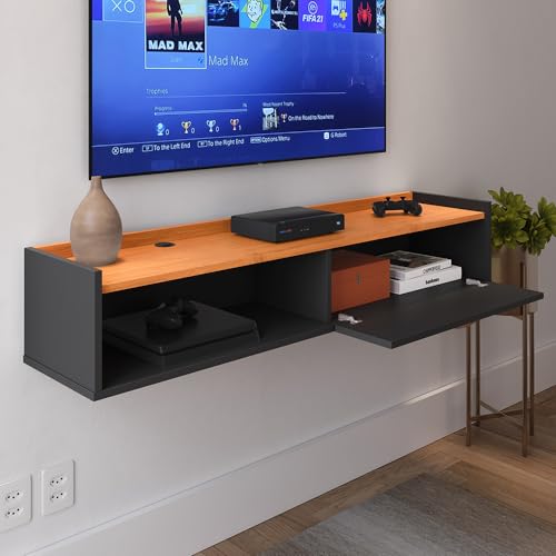 Rack Para Tv Suspenso Home Bancada Flutuante Sala Quarto (Preto Nature)