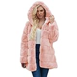 Lulupi Damen Winter Mantel Faux Fur Kunstfell Jacke, Mode Frauen Warm Flauschige Kunstpelz Kapuzenjacke Elegant Edler Pelzmantel Winterjacke Parka Coats