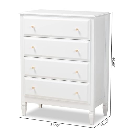 Bowery Hill Transitional 4-Drawer Soild Wood Bedroom Chest In White #TOP2
