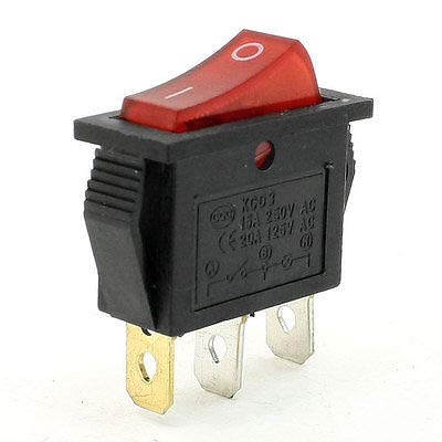 Commutateur indicateur rouge lumineux SPST 3 broches haute capacité 15A 250V