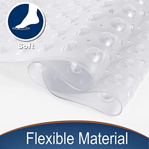 Yimobra Original Bath Tub Shower Mat Extra Long 16 X 40 Inches, Non-Slip With Drain Holes, Suction Cups, Machine Washable, Phthalate Free, Latex Free, Bpa Free, Bathroom Mats Clear #TOP3