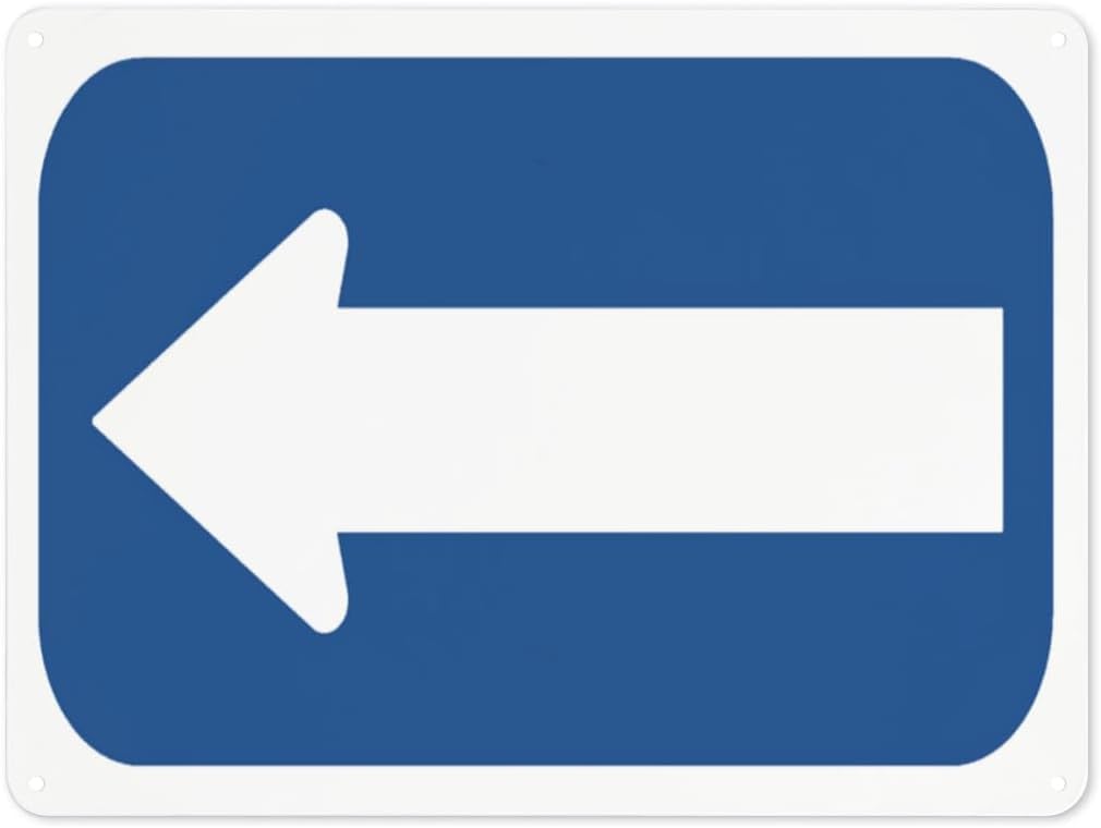 Warning Notice Left Arrow Rust Free Aluminum Tin Sign - Traffic Safety Decor with Pre-Drilled Holes for Workplace, Road - 12x8 Inch​