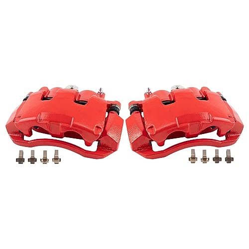 Image of TRQ Performance Front Driver and Passenger Side Brake Caliper Set Compatible with 05-08 Dodge Dakota 06 Ram 1500 with 5 Lug Wheels 07-08 Ram 1500 with 5 Lug Wheels 06-09 Mitsubishi Raider