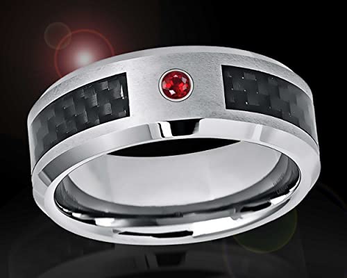 0.07ct Diamond Tungsten Ring - 8mm Black Carbon Fiber Inlay Tungsten Carbide Wedding Ring Mens Anniversary Band2