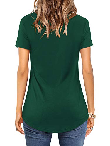 Amoretu Womens Summer Tops V Neck Criss Cross Short Sleeve Basic Plain Tee T-Shirt