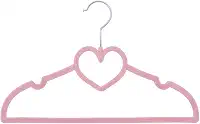 5 Cabides Infantil Aveludado Coração Rosa, Clingo, Rosa