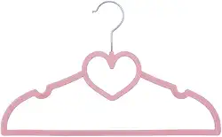 5 Cabides Infantil Aveludado Coração Rosa, Clingo, Rosa