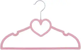 5 Cabides Infantil Aveludado Coração Rosa, Clingo, Rosa