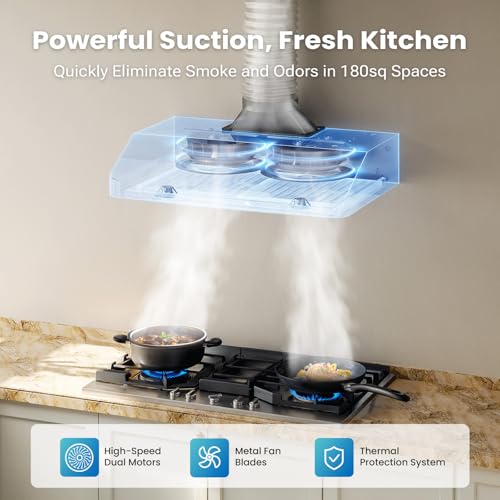 Image of IKTCH 42 inch Under Cabinet Hood, 900CFM High-Capacity Vent Gesture & Touch Control
