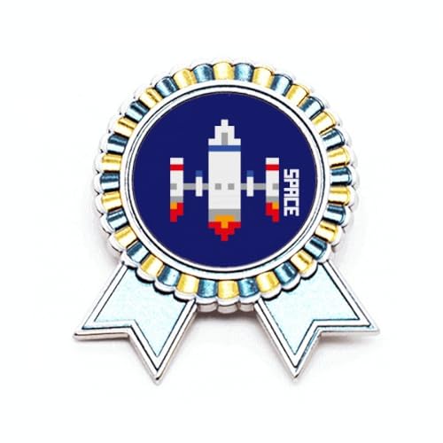 Badge fusée pixel broche vaisseau spatial métal pins univers cadeau original