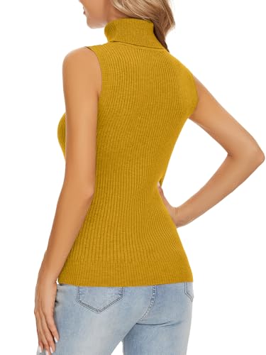Image of Sleeveless Turtlenecks Tops for Women Slim Fit Knit Sleeveless Vest