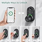 Keypad Smart Door Lock with Knob, Yamiry Keyless Entry Digital Lock with Handle, Fingerprint Electronic Knob for Front Door, Generate Passcode Remotely, Easy Installation - Image 2