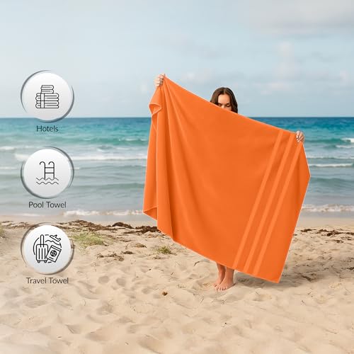 RIVERSIDE Pack of 2 Extra Large Bath Sheets 35 x 70 Inches, 100% Ring Spun Cotton, Hotel Quality, Oversized Bath Towels for Adults, Soft, Highly Absorbent & Quicker to Dry, Orange by RIVERSIDE - Image 6