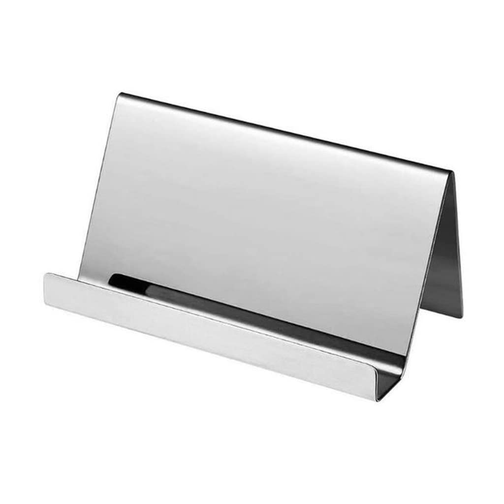 MOBYGKFY High-End Stainless Steel Business Name Card Holder Display Stand Rack Desktop Table Organizer 2 Colors