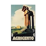 NFFNPIJ Stampa artistica da parete su tela, motivo: Agrigento Art Sicilia, stampa vintage italiana, 30 x 45 cm
